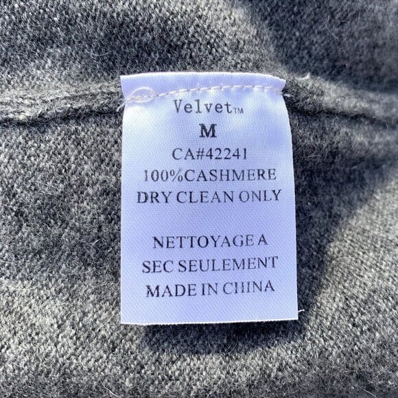 Velvet Cashmere Sweater Dress Long Sleeve Tie Neck Gray Medium - Picture 6 of 6